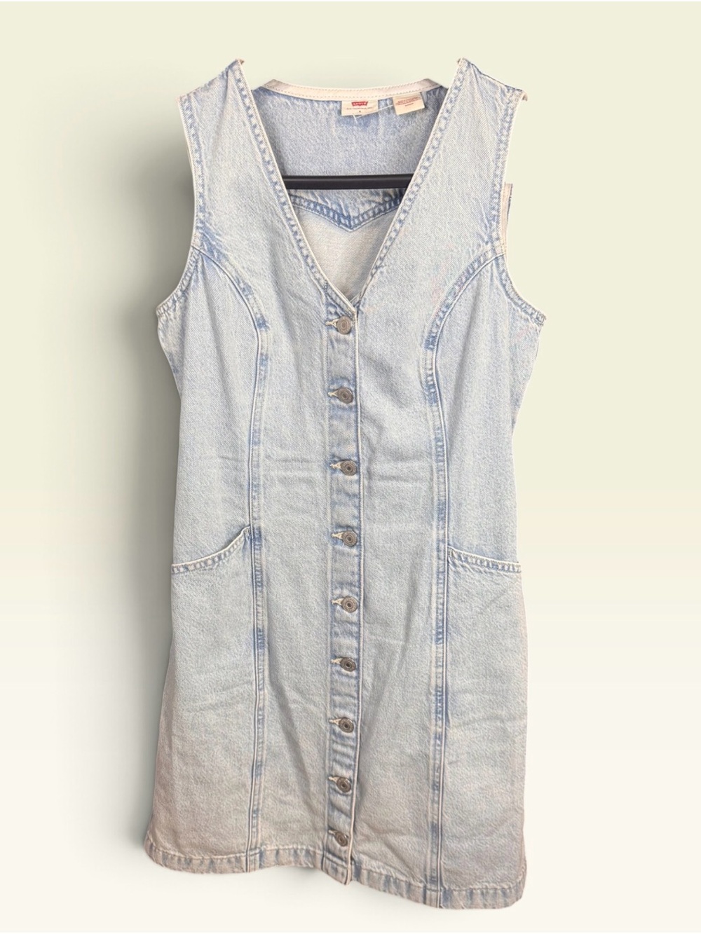 Levi's Light Blue Sleeveless Denim Button-Front High-Low Dress